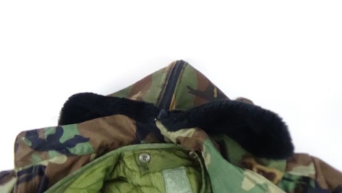 Cold Weather Quilted Lined Field Camo Jacket Faux Fur Hood Army or Air Force Med - Picture 8 of 12