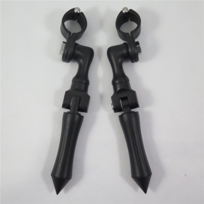 Black Short Angle Adjustable Footpeg For Honda Shadow w/ 1.25'' Engine Guard