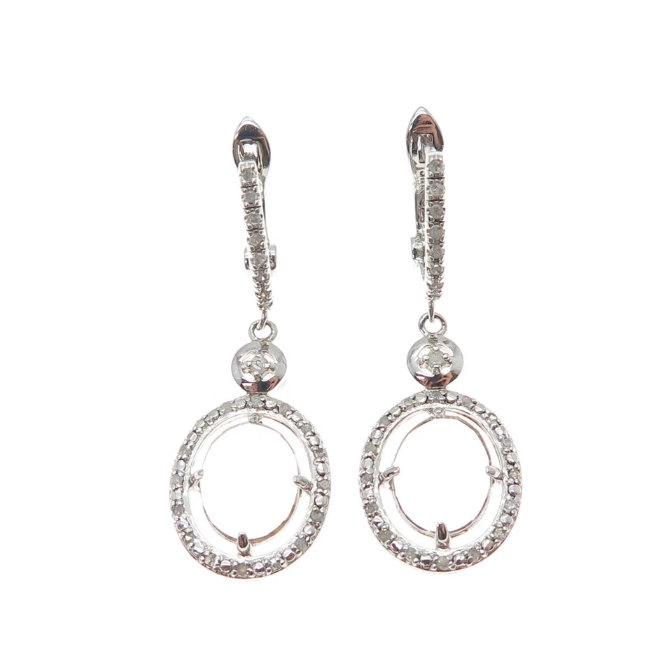 925 Sterling Silver Real Diamond & White Topaz Dangle Earrings - Image 4 of 4