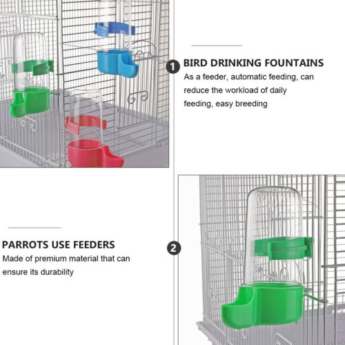 3 Pcs Bird Drinker Water Feeder Dishes Cage Set Pet Parrot Dispenser Bottle - Picture 3 of 12