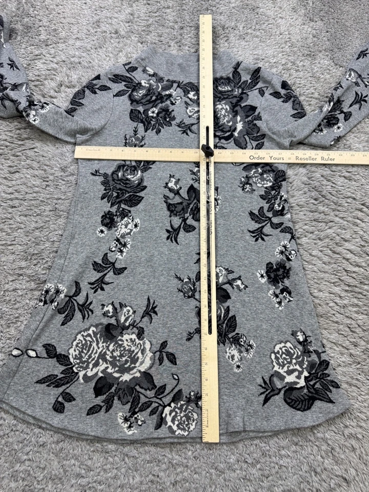 Suéter Style & Co Mujer Pequeño Gris Jaspeado Floral Manga Campana Cuello Simulado Túnica Foto 4 de 4