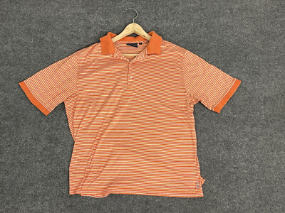 Bobby Jones Polo Shirt Mens Extra Large Striped Short Sleeve Orange Knit  N96
