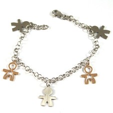 925 STERLING SILVER BRACELET WITH CHILDREN'S CHARMS PENDANTS BOY GIRL