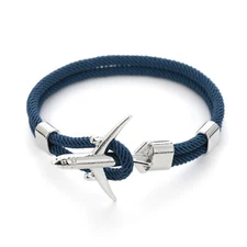 Unisex Milan Cord Nylon Rope Airplane Design Bracelet for Men and Women 8 Inches