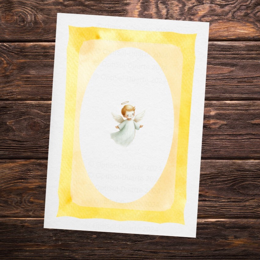 Weihnachtskarte minimalistisch Aquarell Basteloptik, elegant mit Engel