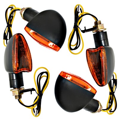 4 Mini Turn Signal Bulb Indicator Lights Universal Orange Motorcycle Scooter Quad