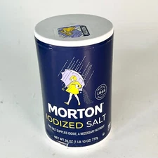 Morton Iodized Salt Round Can 26oz / 1.625 lb / 737g Sealed New