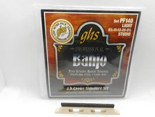 GHS PF140, 5 String LT Banjo String Set + GB-1 1/2 Bridge 1/2" - USA Shipping
