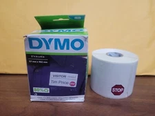 DYMO LW Name Badge Labels w/ 12-Hour White, 2-1/4'' x 4'', 1 roll of 250 