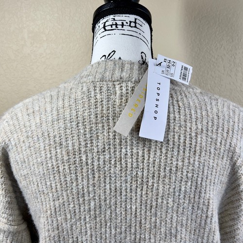 Topshop Oatmeal V-neckline knit Sweater relax tunic size XS lagenlook soft cozy - Picture 12 of 18