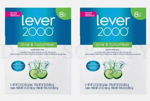 Lever 2000 Refreshing Bar Soap With Aloe & Cucumber 3.75oz 8 Count Each Lot of 2 - 第 1/7 張圖片