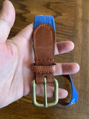 Smathers & Branson Mens Canvas And Leather Blue Belt Sz 34 | eBay UK