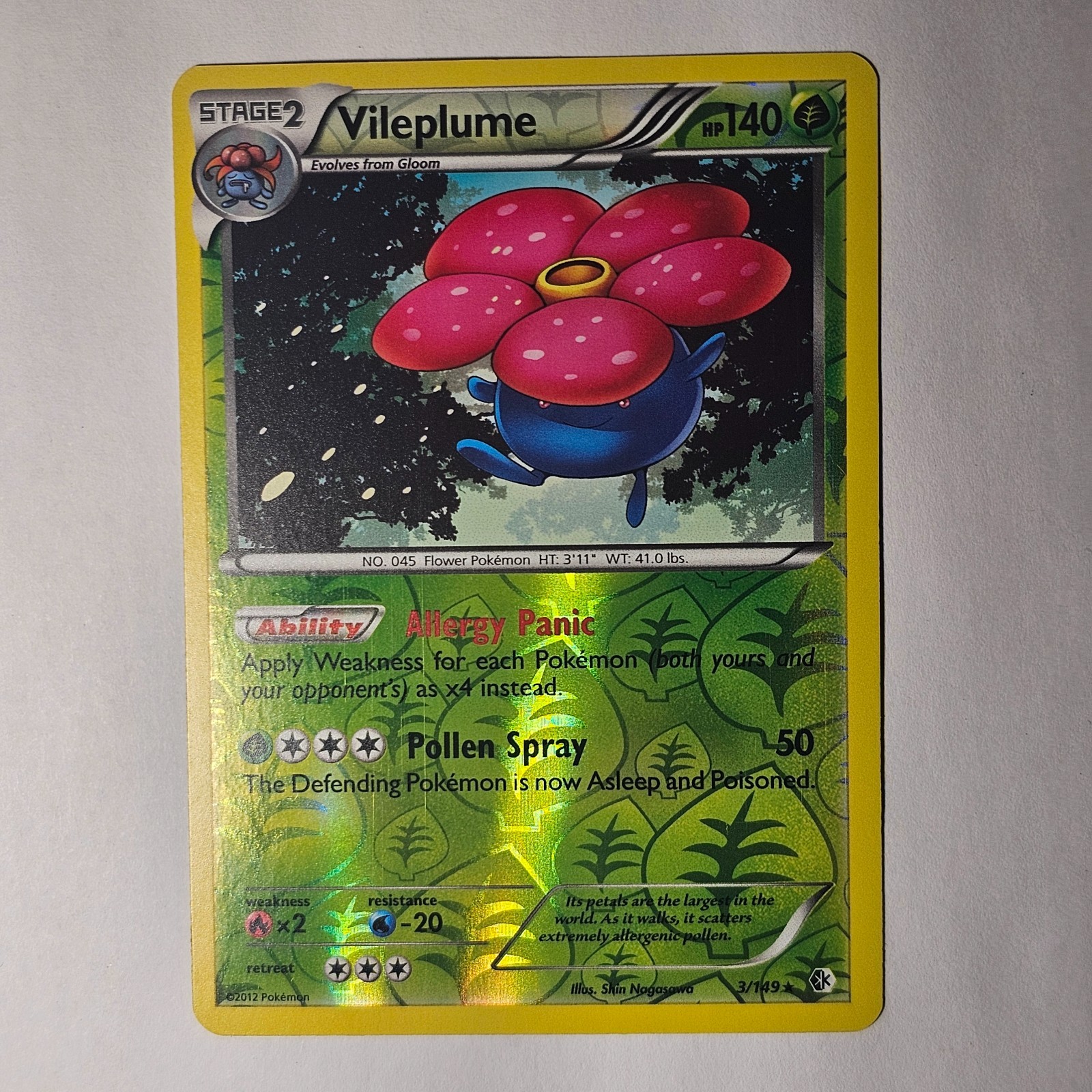 Vileplume 3/149, Rare Reverse Holo, VLP Boundaries Crossed