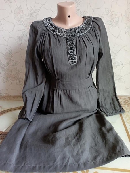 Women Boden Dress Grey Cotton 36 / S / 44 #62VK