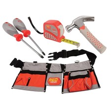 Adjustable Tool Belt with Multiple Pockets and 4 pc. Tool Set
