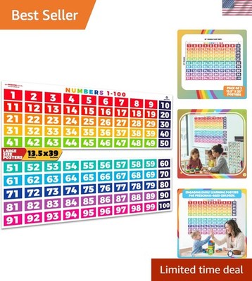 Extra Large 39'' x 13.5'' Color-Coded Number Chart for Classroom Visual Learning