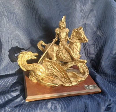 Bronze vergoldete Statue George & Dragon Tank Museum Geschenk The Armour Centre