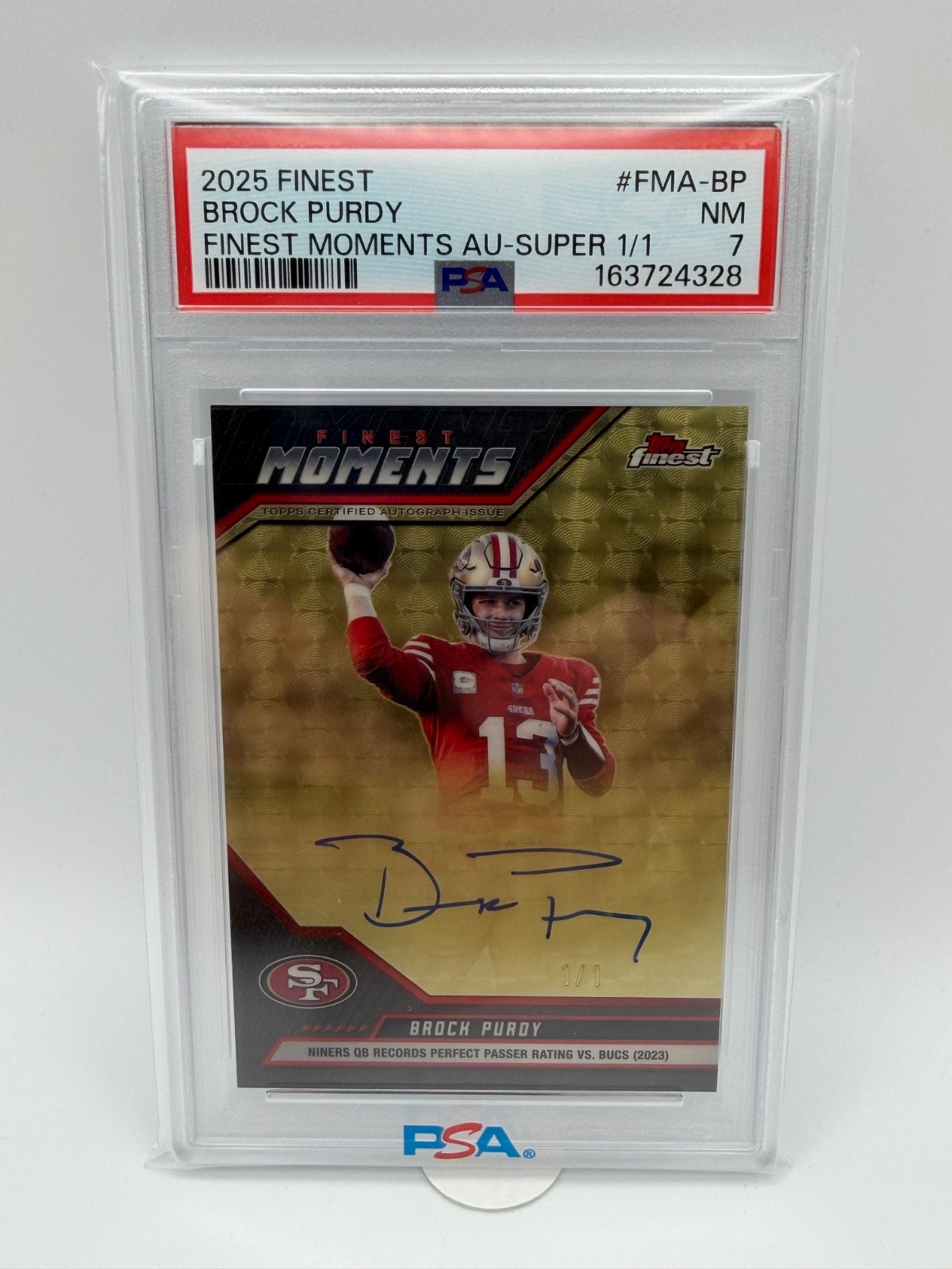 2025 Topps Finest MomentsBrock Purdy Auto 1/1 Superfractor ONLY ONE PSA 7 49ers view 3