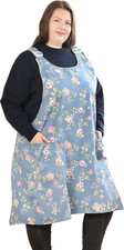 Big Plus Size Aprons for Women with Pockets Cotton XX-Large, Rose Flower