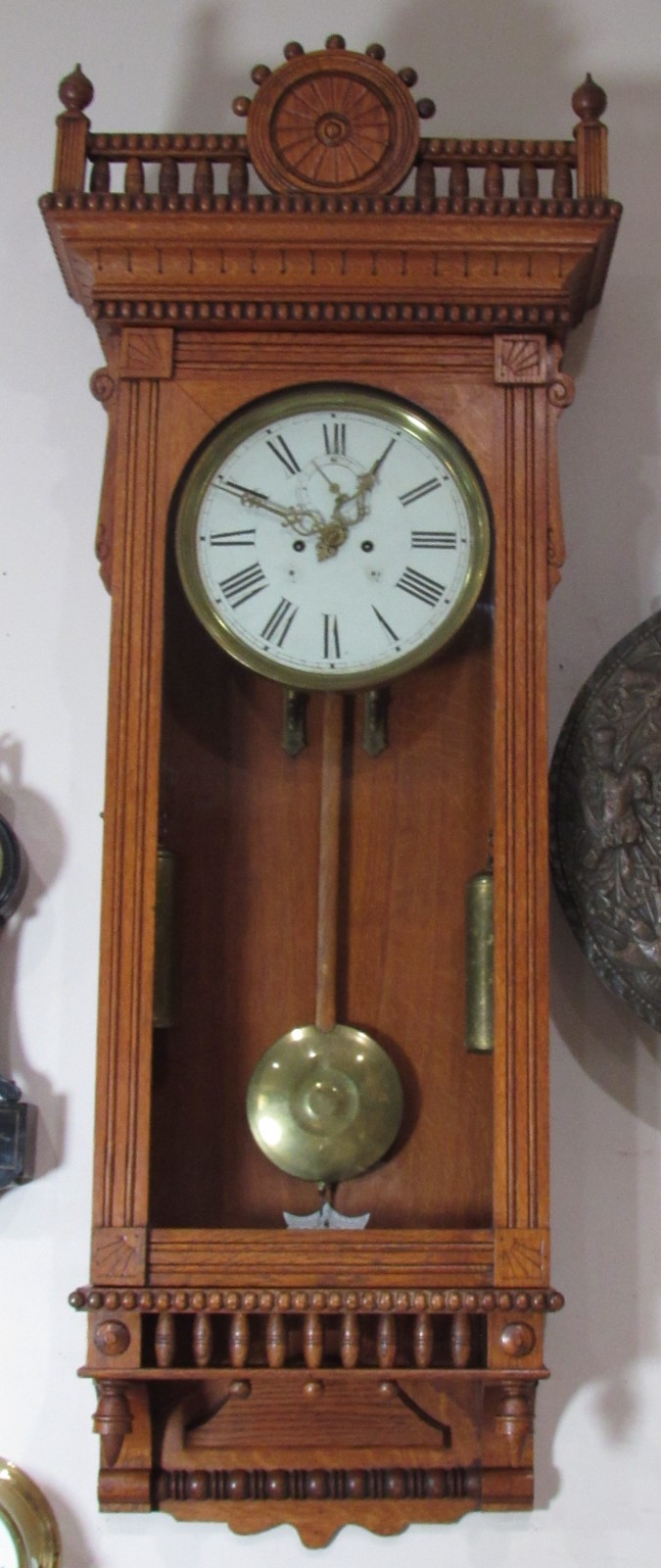 Antique Waterbury Regulator No. 53 Weights Driven Wall Clock 8-Day Timepiece