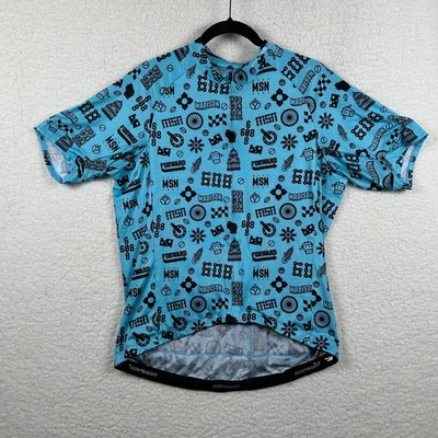 Bontrager Madison Wisconsin Cycling Jersey Mens XL Blue Short Sleeve Biking