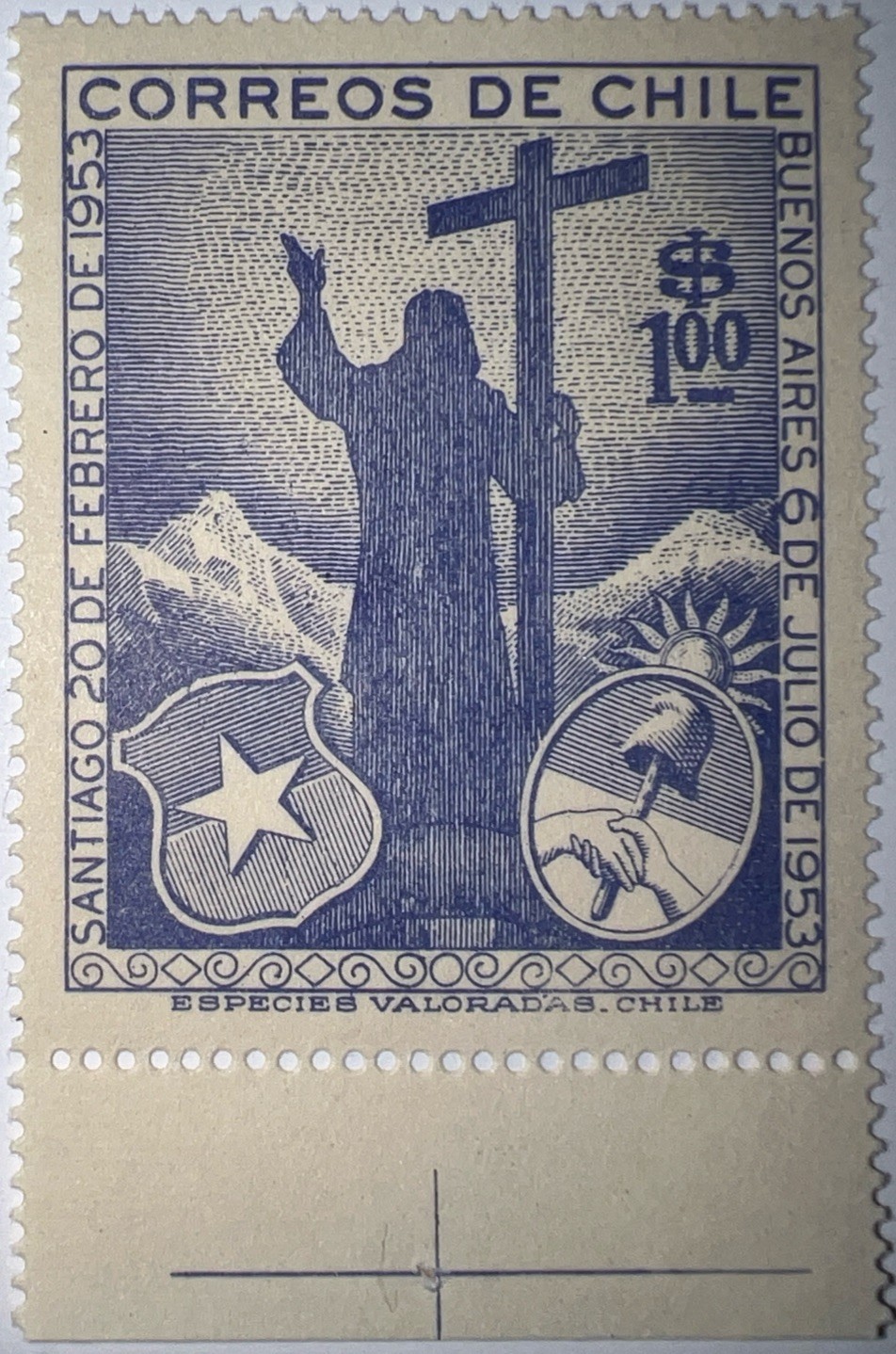 Travelstamps: 1955 Chile Stamps Scott #289 Christ of the Andes, Mint Og Nh MOGNH
