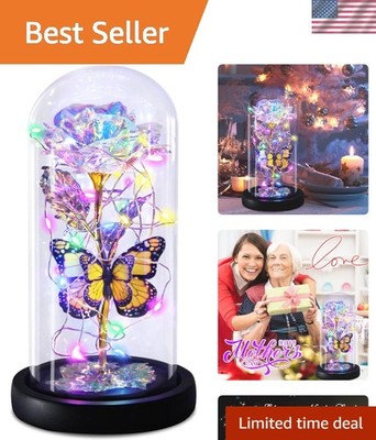 Charming Galaxy Rose with Butterfly - Glass Dome Gift for Special Moments