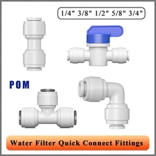 Push Fit Pipe Tube Connector Adaptor Quick Connect Water Filter RO Fittings POM