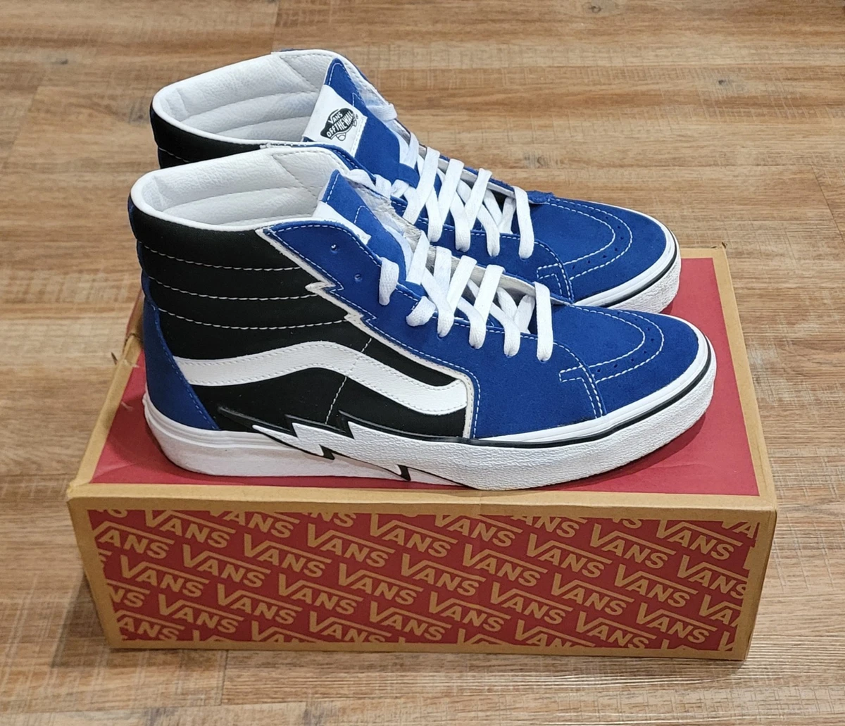 VANS Sk8-Hi Bolt Blue/Black Mens Skate Sneaker Size 10M Suede & Canvas High-tops VANS Sk8-Hi Bolt Blue Black Men main image 4
