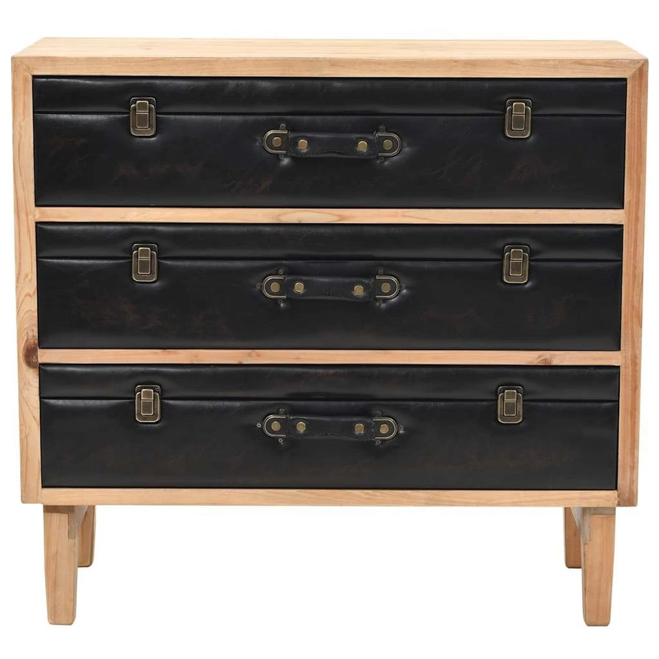 Armoire à Tiroirs Bois de Sapin Massif 80x36x75 cm Buffet Décor Salon vidaXL - Photo 2/4