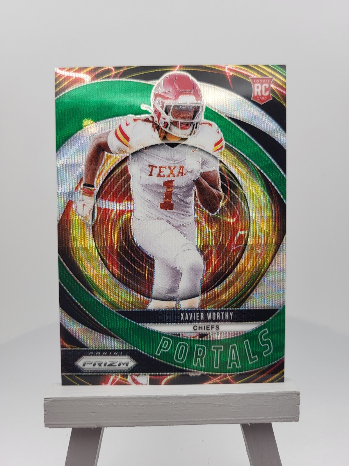 2024 Panini Prizm - Portals Xavier Worthy #10 Green Wave Prizm RC