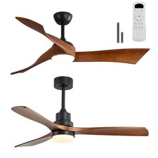 48''/52''/60'' Solid Wood Ceiling Fan with Integrated LED  Remote Dimmable 3CCT
