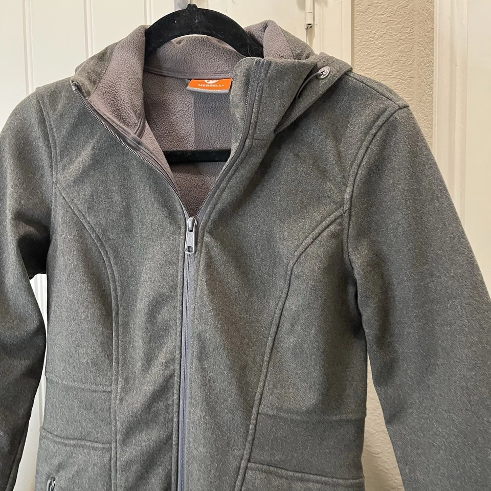 Merrell Select Regulate Jacket Coat Womens Size XS Knee Length Gray Hooded Zip - Image 4 of 4