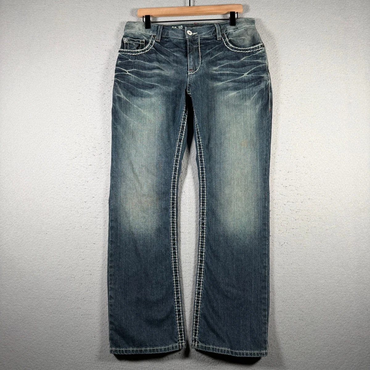 Pantalon INC Vintage Homme Taille 32x33 - Bleu, Plissé, Revers, Coton