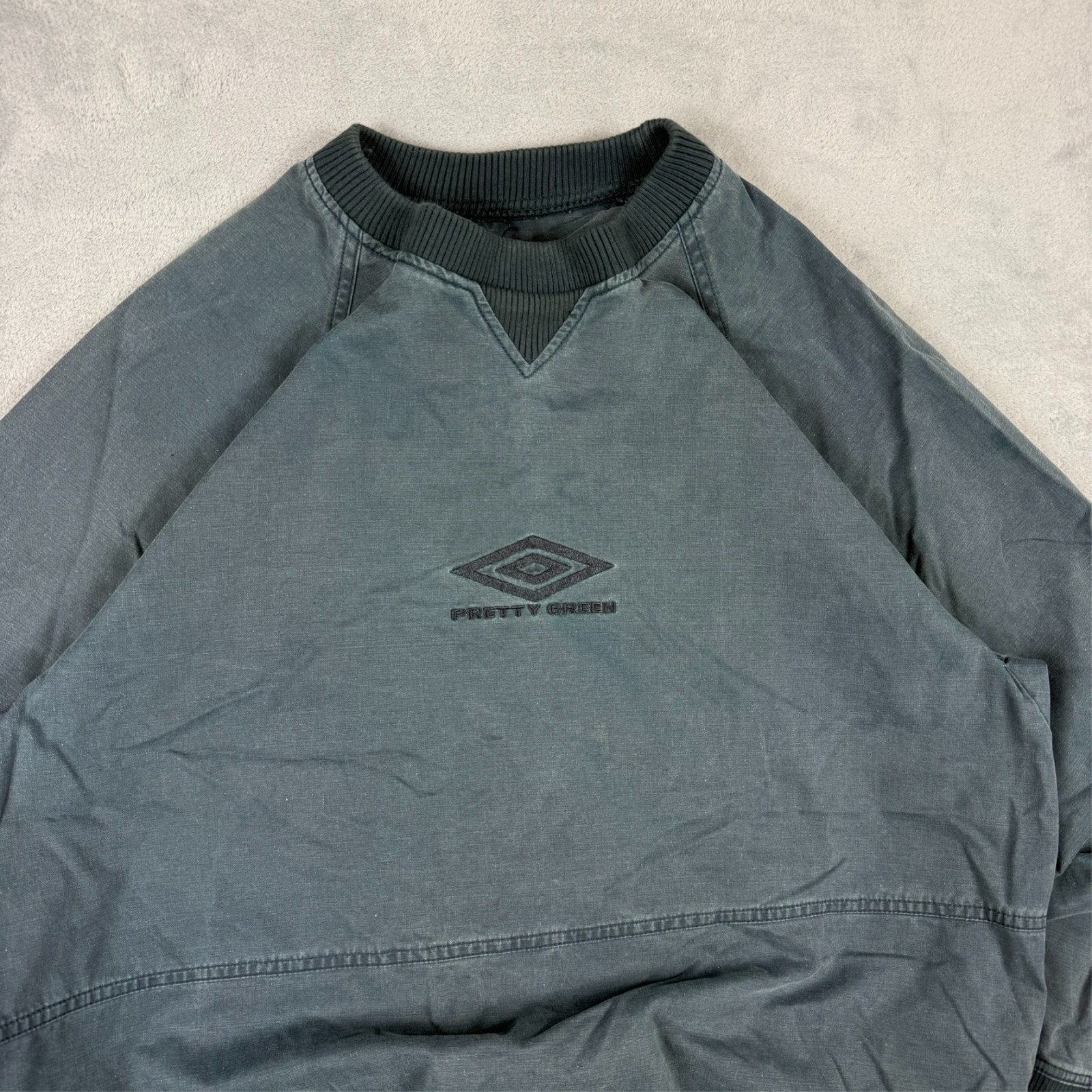 Vintage Pretty Green x Umbro Charcoal Grey / Blue Oversized Med Drill Sweatshirt image 4