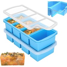 Silicone Freezer Trays with Lids 1-Cup Soup Freezer Containers Large Ice Cube