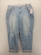 Time And Tru Womens Jeans 18 Blue Regular Mid Rise Boyfriend Distressed Denim