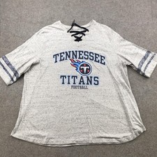 Tennessee Titans Shirt Womens 3X Gray NFL Football Lace Up Short Sleeve Heather