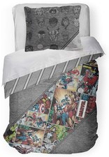 Marvel Comics 80th Anniversary Twin Comforter Sham Set - Super Soft Reversi...
