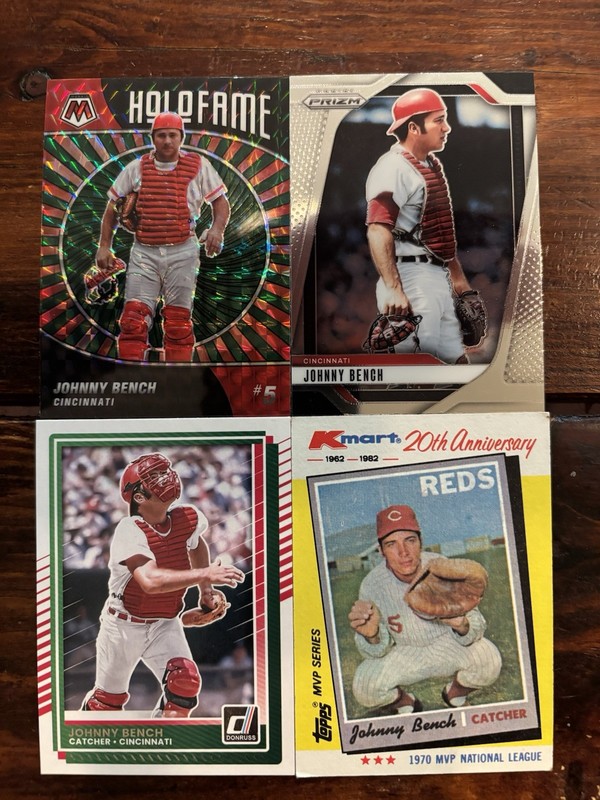 Johnny Bench 4 Card LOT! Holo Fame / Prizm / Kmart - Cincinnati Reds