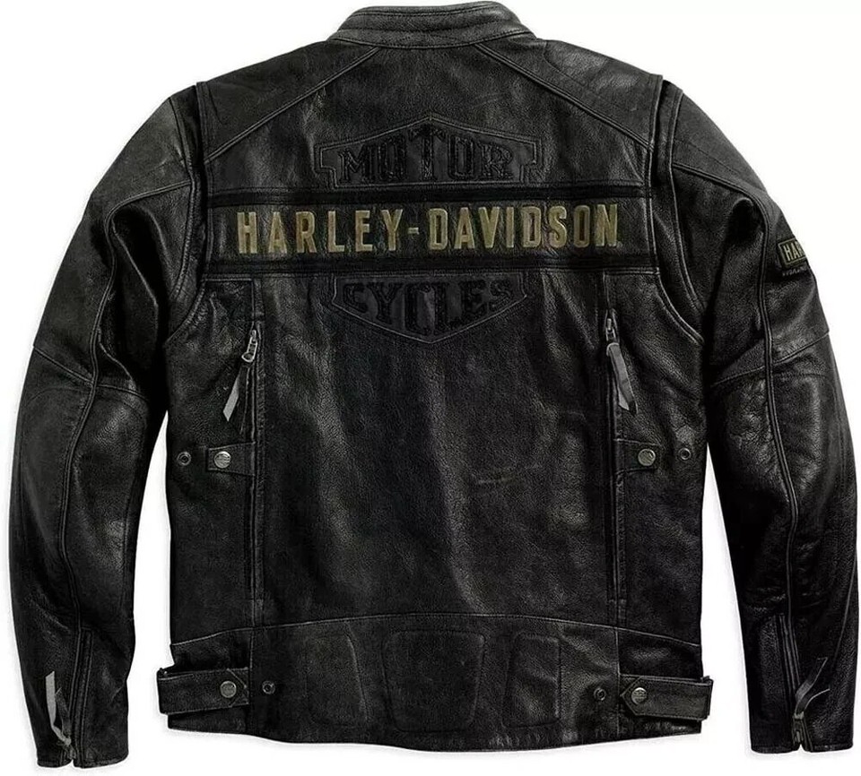 Harley Men's Passing Link Distressed Genuine Cowhide Black Leather ...