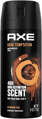2 Pack Axe Dark Temptation 48 HR Fresh Deodorant Body Spray,  (4 oz)