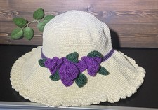 Handmade Sun Hat with Purple Flowers