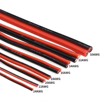2-Core Twin Cable Silicone Flexible 10/12/14/16/18/20/24/26AWG High Temp Wire.