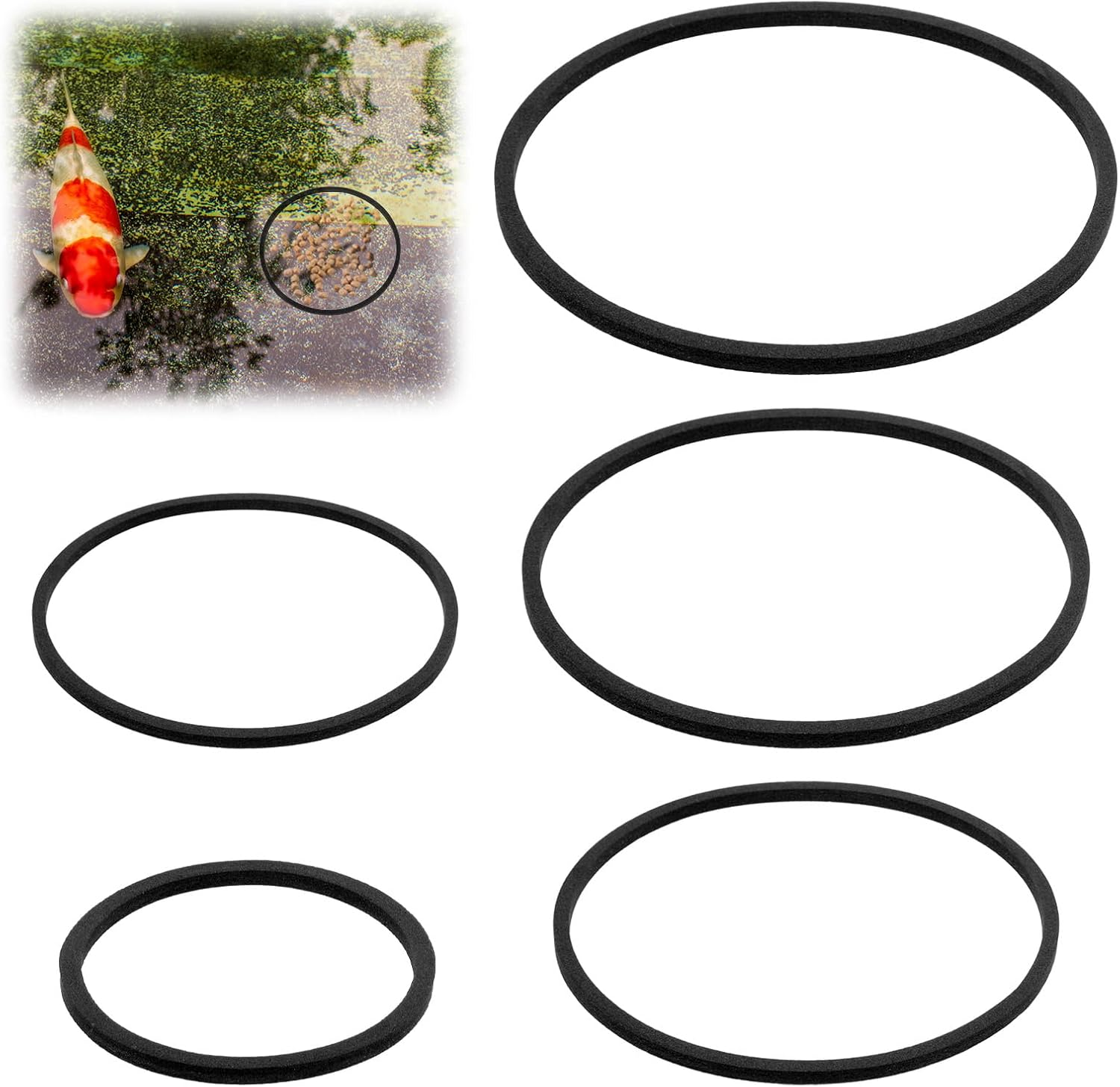 Fish Feeding Ring, 5 Sizes of Reusable Aquarium Feeding Ring Black Washable Aqua
