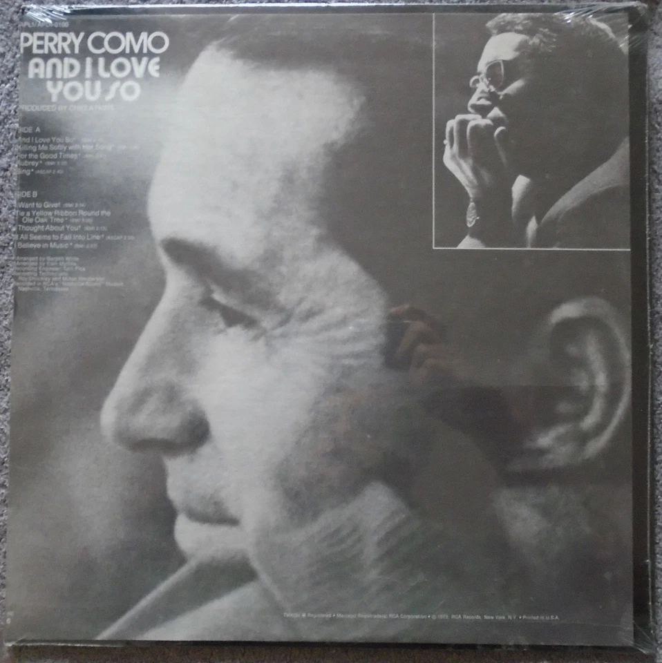 PERRY COMO, And I Love You So QUADRAPHONIC USA New Sealed LP FREE SHIPPING - Image 2 of 2