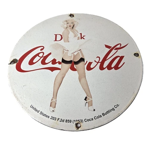 Vintage Coca Cola Porcelain Sign - Gas Pump Bottling Service Soda Beverage Sign