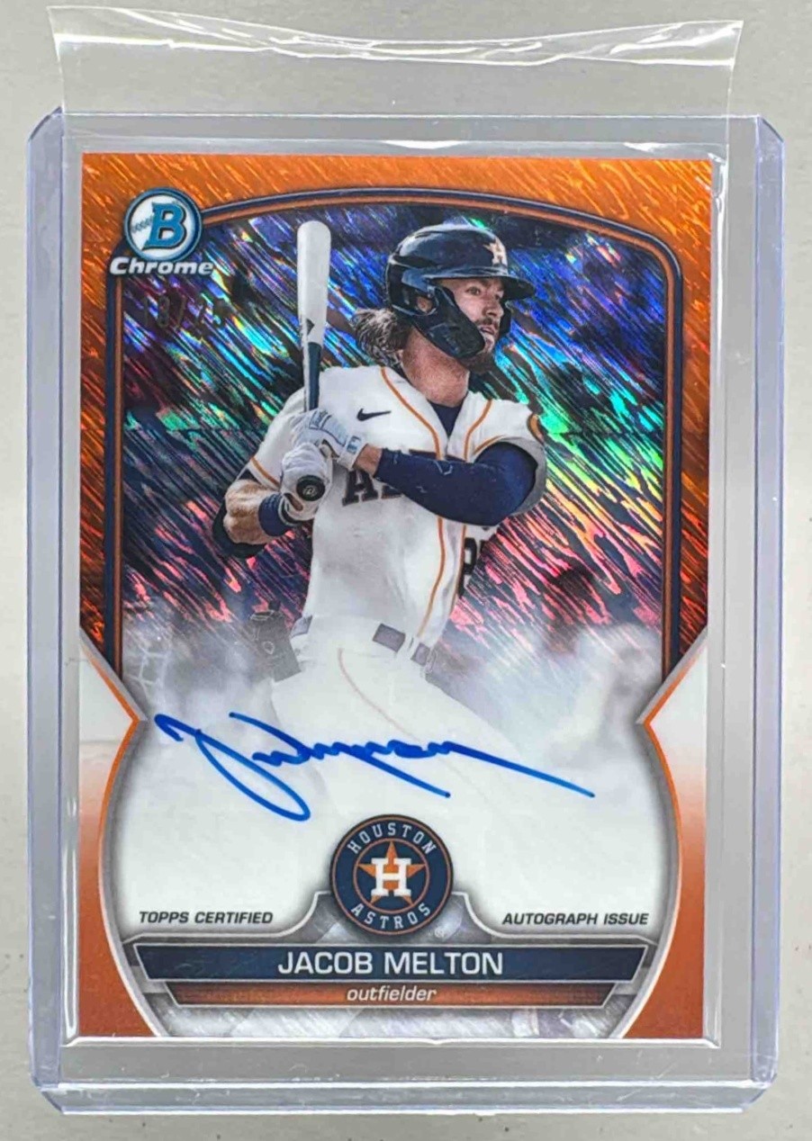 Jacob Melton 2023 Bowman Chrome #CPA-JML Orange Shimmer Refractor Auto 18/25