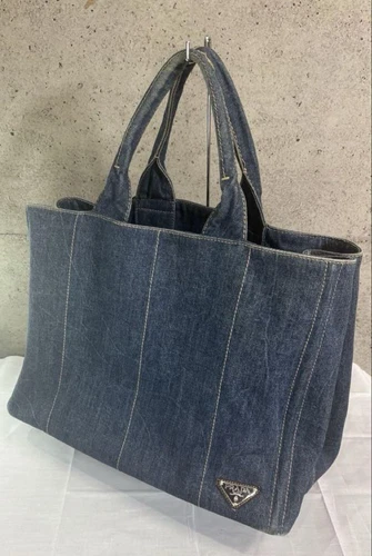 Sac fourre tout PRADA Canapa bleu marine denim femme
