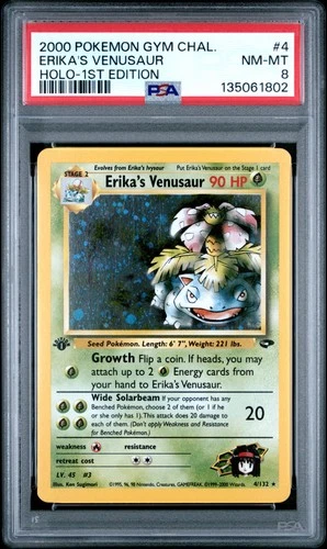 2000 POKEMON GYM CHALLENGE HOLO-1ST ED #4 ERIKA'S VENUSAUR PSA 8